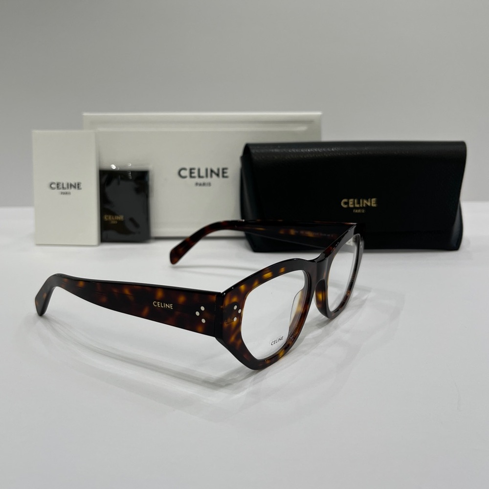 CELINE Bold 3 Dots CL50111i Tortoise Cateye Eyeglasses, 100% AUTHENTIC